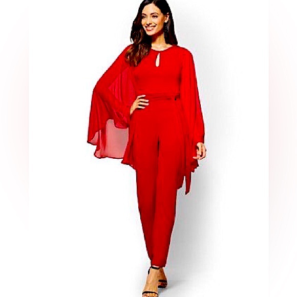 New York & Company Pants & Jumpsuits Red New York Company Jumpsuit Poshmark